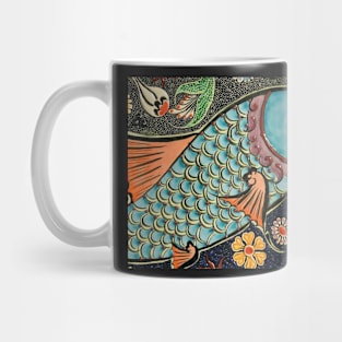 Fancy Fish Mosaic Artsy Pattern Sticker Mug Gifts Mug